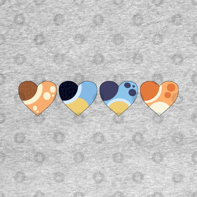 Heeler Family Love Hearts | Bluey-Inspired Color Palette Hearts by DylanFredette